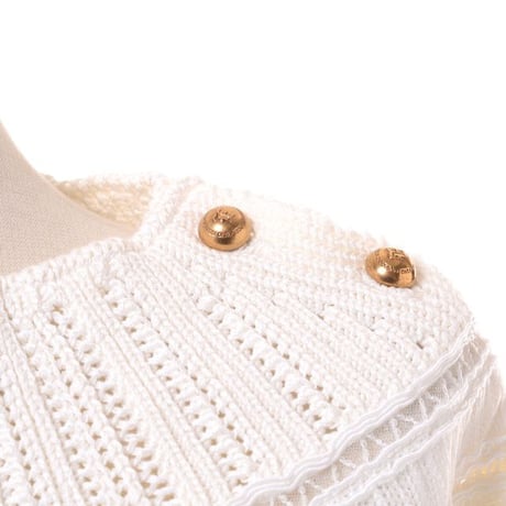 エルマノシェルビーノ ermanno scervino 刺繍ニット コットンセーター ホワイト