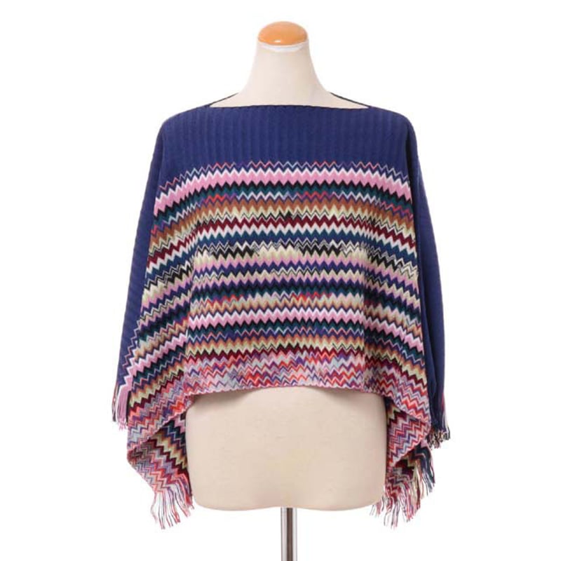 ミッソーニ Missoni ニットポンチョ 羊毛など ネイビーミックス ミッソーニ Missoni ニットポンチョ 羊毛など ネイビーミックス
