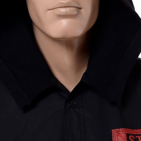 ラフシモンズ (RAF SIMONS) ARCHIVE REDUX Sleeveless hooded shirt with patches and print