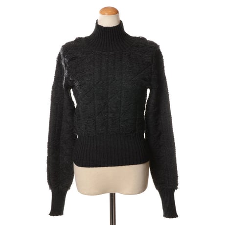 エムエムシックス メゾンマルジェラ MM6 MAISON MARGIELA ハイネック特殊編みセーター ウールアクリル グレー