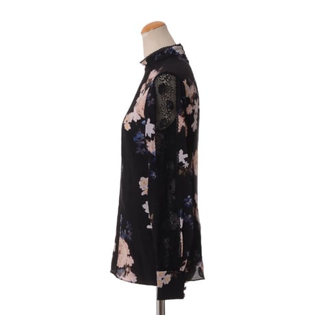 アーデム ERDEM レティスアトップス シルク ブラックプリント