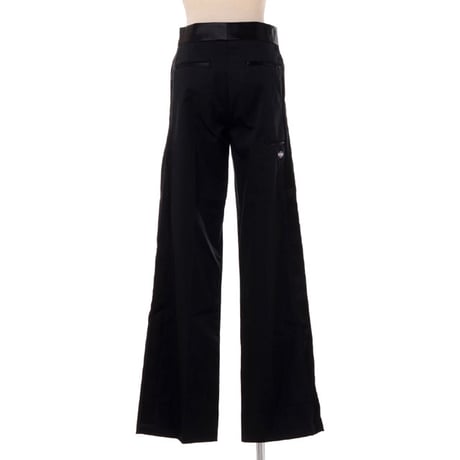 ラフシモンズ RAF SIMONS ワイドパンツ コットン混合 ブラックサテン