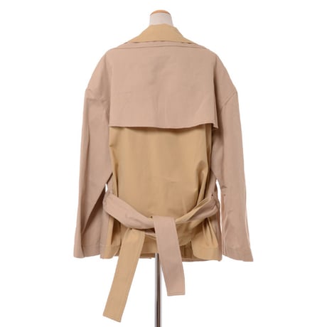 ルメール LEMAIRE ダブル襟ショート丈トレンチ コットンリネン ベージュ