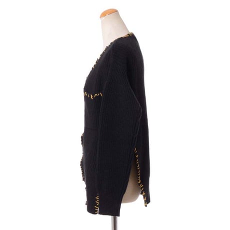 マルニ Marni カットオフＶネックカーディガン ウール ブラック