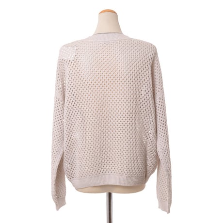 ブルネロクチネリ Brunello Cucinelli Vネック透かし編みセーター コットン アイボリー