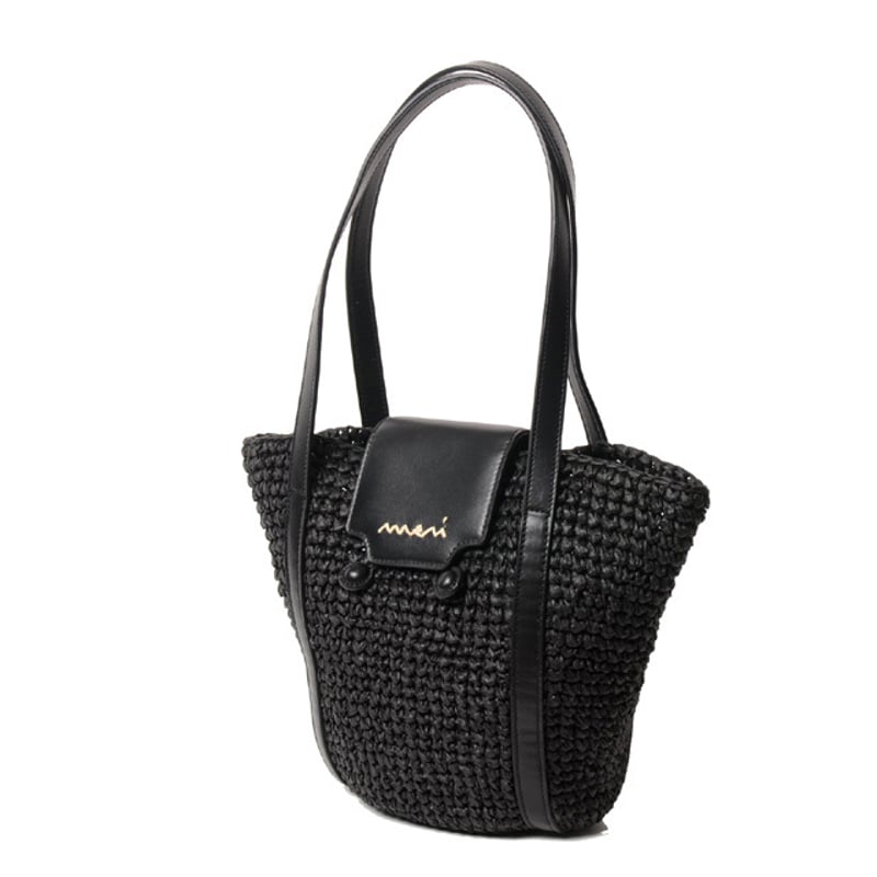 marni ラフィアバッグ　レア商品 黒ブラックused品 ブラック ラフィアエフェクトミニトートバッグ | Marni