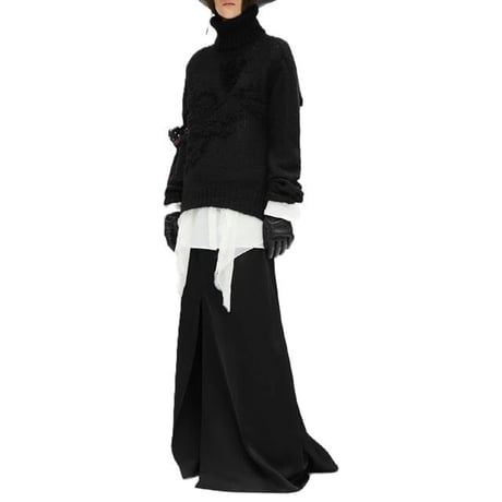 アンドゥムルメステール ann demeulemeester 長袖レースブラウス コットンシルク ホワイト 正規取扱