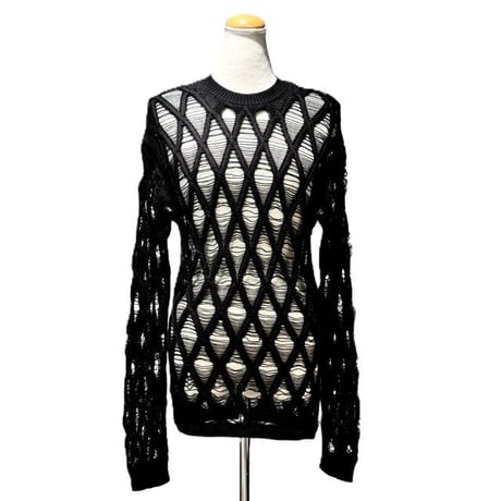 アンドゥムルメステール ann demeulemeester カルロスダイヤモンドカットセーター コットンウール ブラック 正規取扱