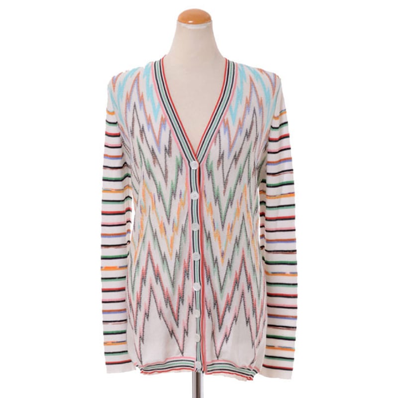 ミッソーニ Missoni Vネックカーディガン コットンレーヨン ホワイト 