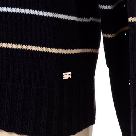 ソニアリキエル SONIA RYKIEL 透かしハート長袖セーター コットン ナイトブルー