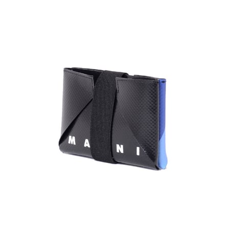 マルニ Marni カードケース PVC ブラックブルーカモフラージュ