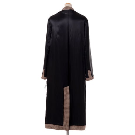 エムエムシックス メゾンマルジェラ MM6 MAISON MARGIELA リバース トレンチコート ウール ブラウンチェックブラック