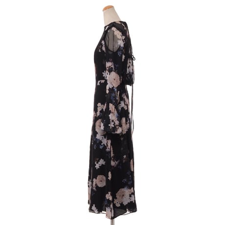 アーデム ERDEM ビクトリアドレス シルククレープ ブラックプリント