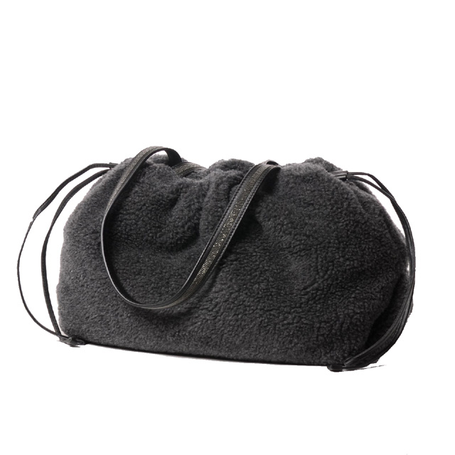 ブルネロクチネリ Brunello Cucinelli 巾着バッグ ムートン グレー | YO