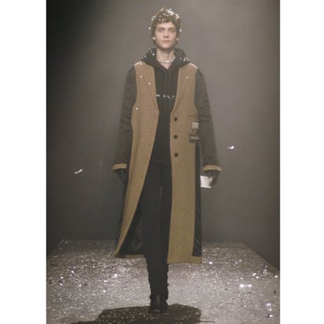 エムエムシックス メゾンマルジェラ MM6 MAISON MARGIELA リバース トレンチコート ウール ブラウンチェックブラック