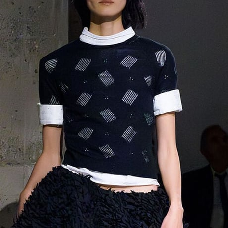 マルニ Marni 五分袖透かし編みセーター ウールシルク ブラック
