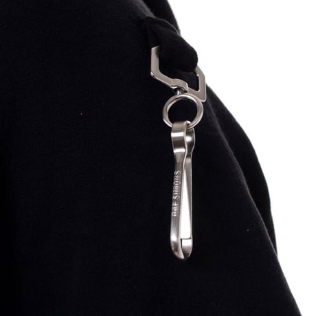 ラフシモンズ RAF SIMONS Washed big fit hoodie with clasps and patch フーディ コットン ブラック