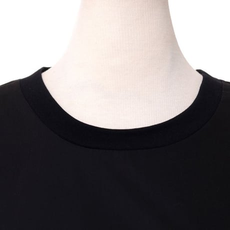 エムエムシックス メゾンマルジェラ MM6 MAISON MARGIELA 丸襟半袖シャツ コットン ブラック