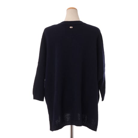 アニオナ AGNONA Vネックリラックスセーター カシミア混合 ネイビー