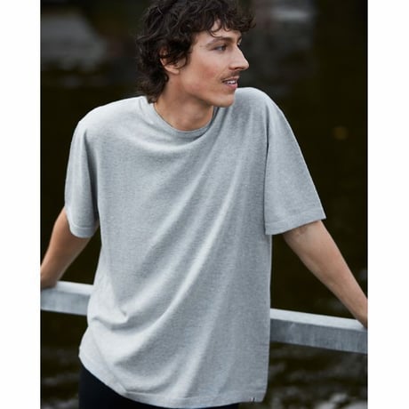 エクストリームカシミヤ extreme cashmere x オーバーフィット丸襟半袖カットソー コットンカシミア ホワイト