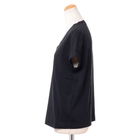 ブルネロクチネリ Brunello Cucinelli Uネックロール袖カットソー コットンフライス ブラック