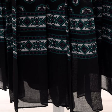 エルマノシェルビーノ ermanno scervino 巻きプリーツスカート シフォン ブラック柄