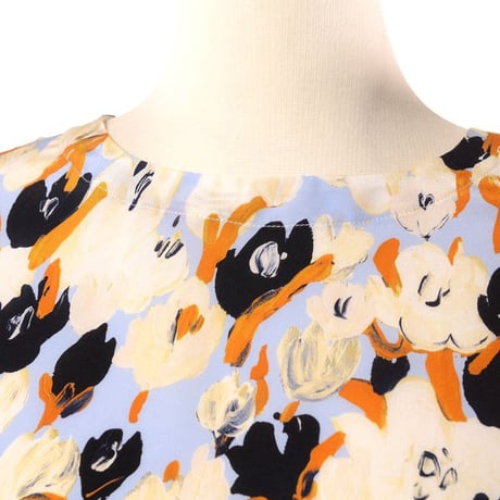 マルニ Marni ラウンドネックフラワープリントブラウス シルククレープ ブループリント 正規取扱