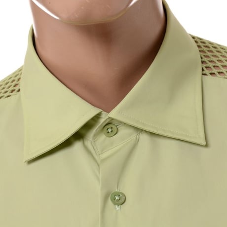 ラフシモンズ RAF SIMONS Classic shirt with net insert シャツ コットン ライトグリーンミント