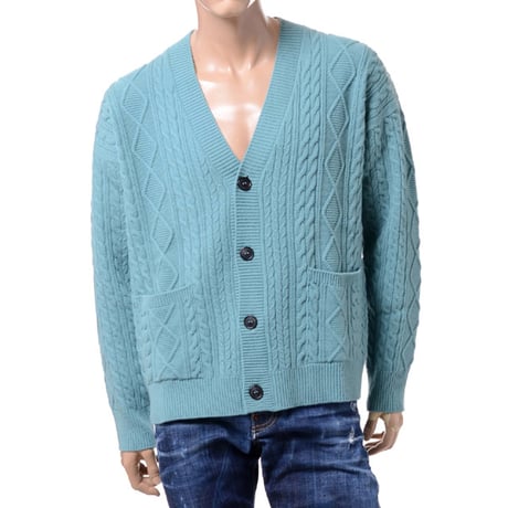 ロベルトコリーナ Roberto Collina ケーブルニットカーディガン ウールカシミア ミントグリーン