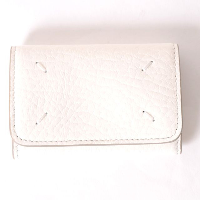 Maison Margiela 三つ折り財布 ホワイト メゾン マルジェラ Maison Margiela 三つ折りミニ財布 牛革 ホワイト