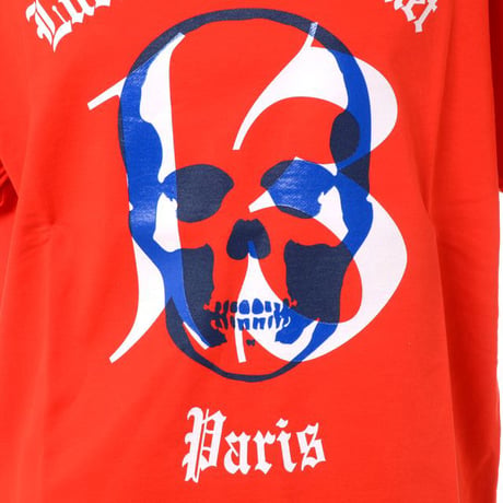 ルシアンペラフィネ Lucien Pellat Finet スカル半袖Tシャツ コットンジャージー レッド