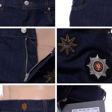 アレキサンダーマックイーン Alexander McQueen ワッペン付きスリムジーンズ コットンストレッチ デニム