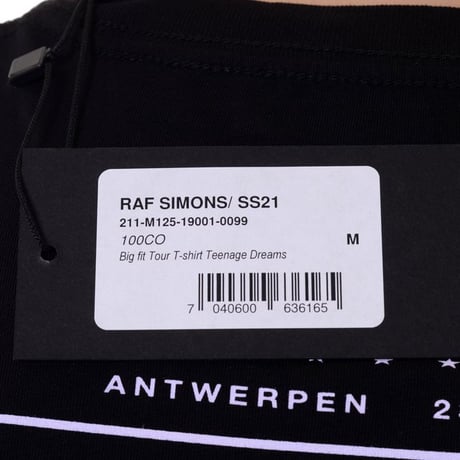 ラフシモンズ RAF SIMONS ティーンエイジドリームス・ビッグフィットツアーTシャツ コットン ブラック