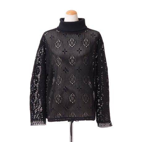 美品　シーバイクロエ　フリルデザイン ブラック ニット SEE BY CHLOE シーバイクロエ *フリルリブ切り替えニットプル