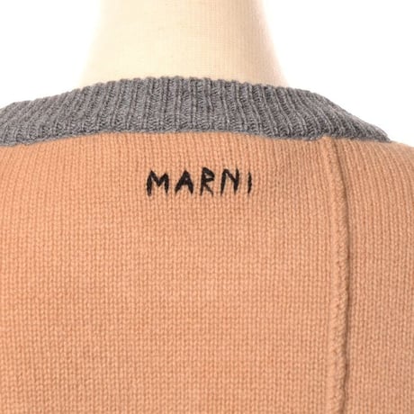 マルニ Marni カラーブロックフレンチスリーブセーター カシミヤ キャメルマルチ