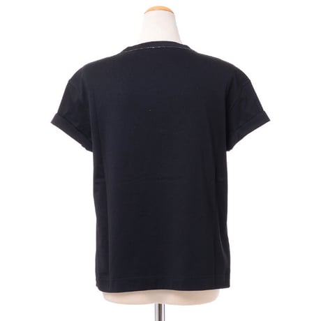 ブルネロクチネリ Brunello Cucinelli Uネックロール袖カットソー コットンフライス ブラック