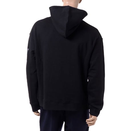 RAF SIMONS ラフシモンズ パッチピクチャープリントフーデットパーカー コットン ブラック