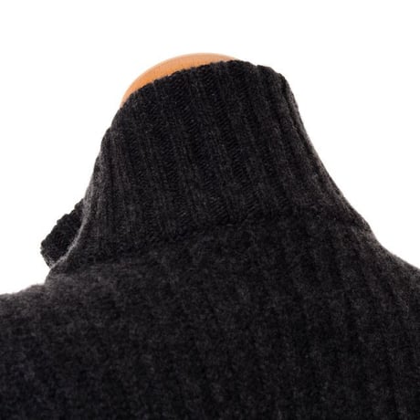 プリングル PRINGLE OF SCOTLAND リブジッパーニットブルゾン ウールカシミア チャコール