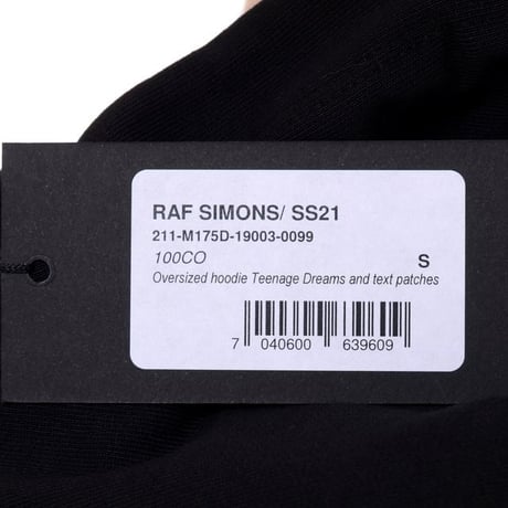 ラフシモンズ RAF SIMONS ティーンエイジ・ドリームスアンドテキストパッチ・オーバーサイズドパーカー コットン ブラック