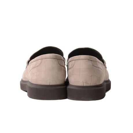ブルネロクチネリ Brunello Cucinelli ペニーローファー ヌバック型押しクロコ グレージュ