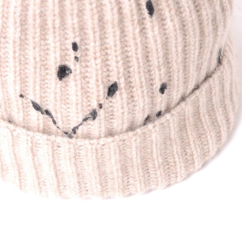 クイーンアンドベル queene and belle ペイントニット帽 カシミア