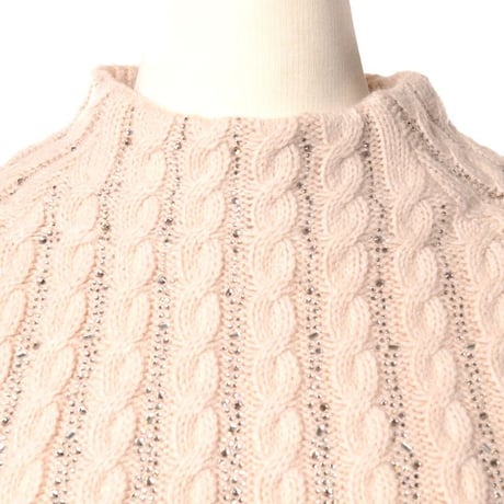 エルマノシェルビーノ ermanno scervino ローネックスパンコールセーター ウールなど ベージュ