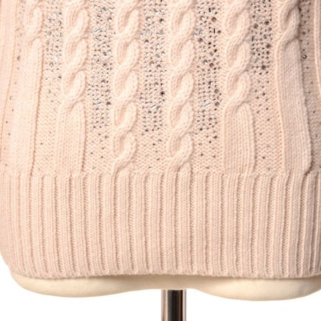 エルマノシェルビーノ ermanno scervino ローネックスパンコールセーター ウールなど ベージュ