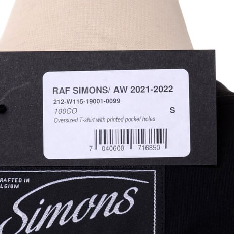 ラフシモンズ RAF SIMONS 半袖ポケットプリントTシャツ コットンジャージー ブラック