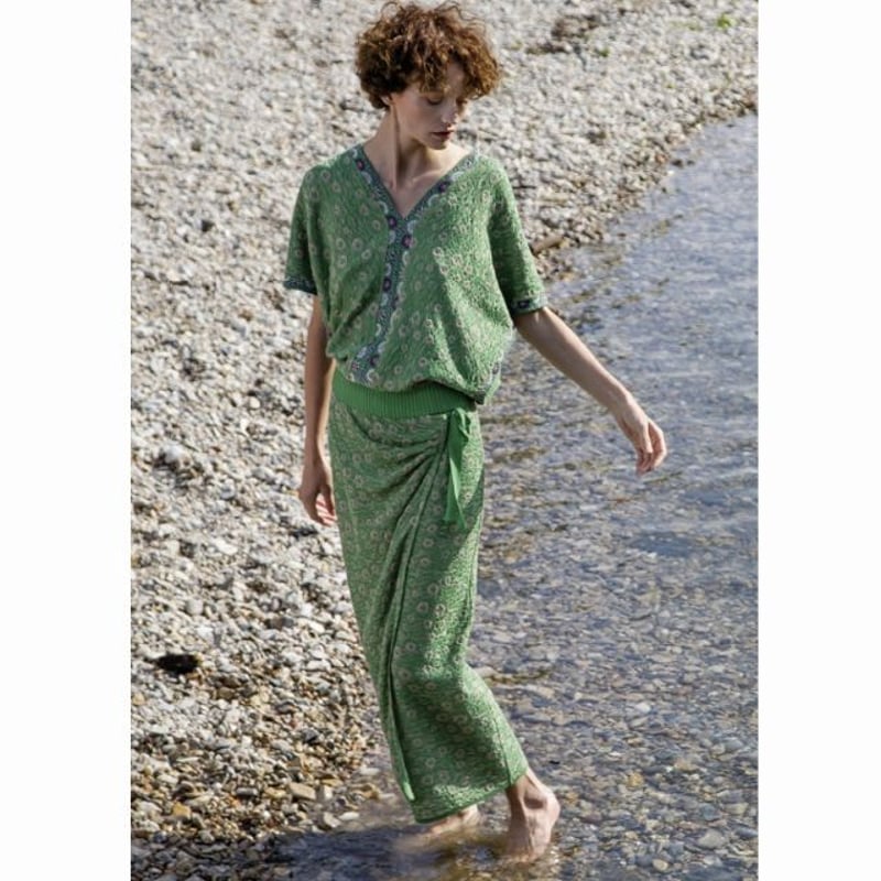 カトリーヌアンドレ catherine andre ウエストゴム紐スカート レーヨン  