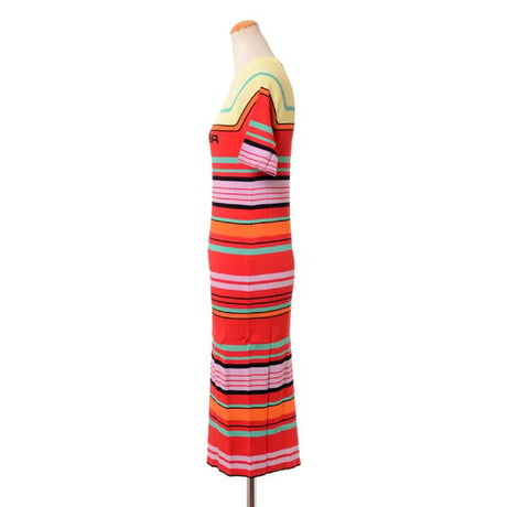 ソニアリキエル SONIA RYKIEL 半袖ボーダーワンピース リブジャージーニット マルチミックス