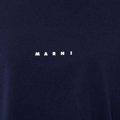 マルニ Marni ロゴ入りカットソー オーガニックコットン ネイビー