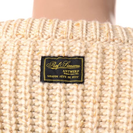 ラフシモンズ RAF SIMONS Bulky pearl ribbed roundneck sweater ウール アイボリー