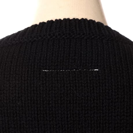 エムエムシックス メゾンマルジェラ MM6 MAISON MARGIELA ショート丈ロゴジャガードセーター ウール ブラック