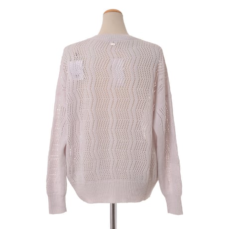 アニオナ AGNONA 透かし編みセーター カシミアリネン ピンクベージュ